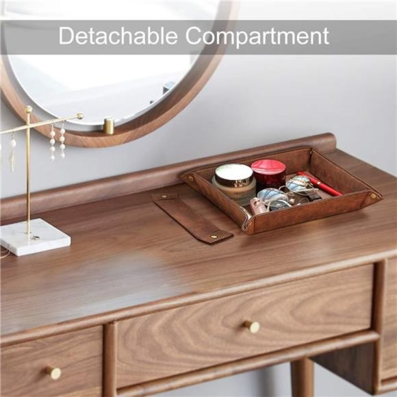 Valet Tray Desktop Storage Organizer – Removable 2 Compartments Catchall Tray - Picture 6 of 6